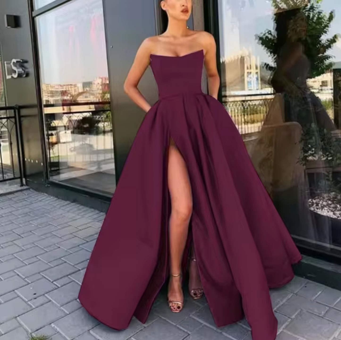 Amara | Elegantes Lange Ballkleid für Damen mit Hohem Schlitz