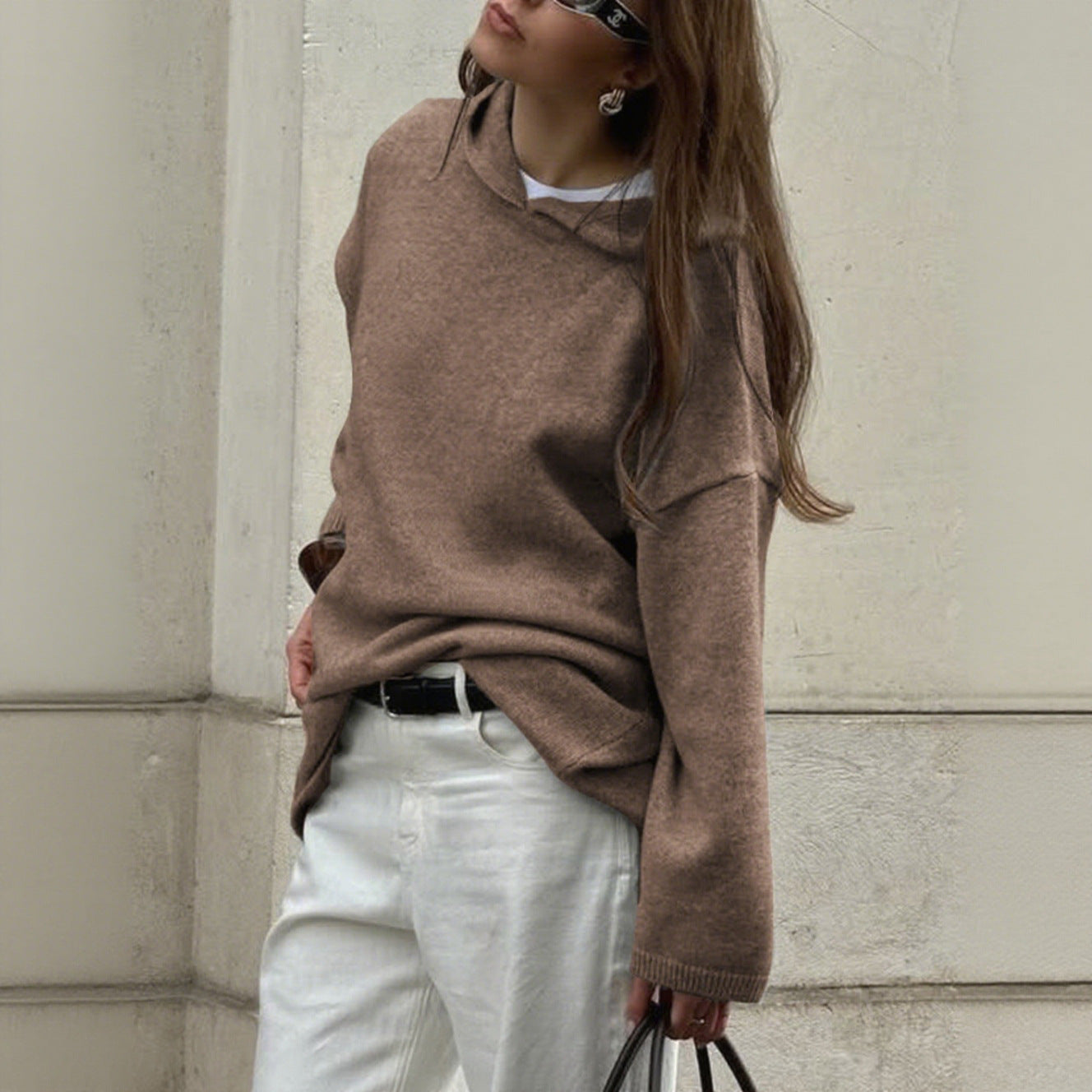 Lockerer Strickpullover mit Rundhals 5