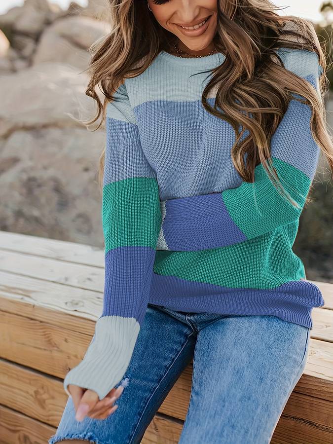 Naina | Stilvoll Gestreifter Strickpullover für Frauen