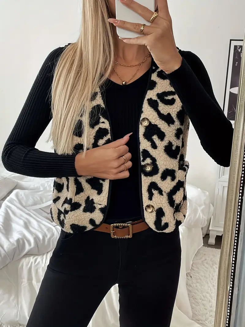 Clara | Elegante Weste mit Leopardenmuster für Damen