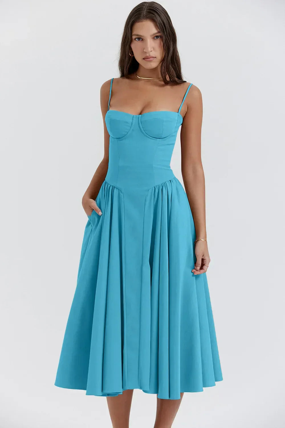Siska | Trendy Sleeveless Midi Dress for Women