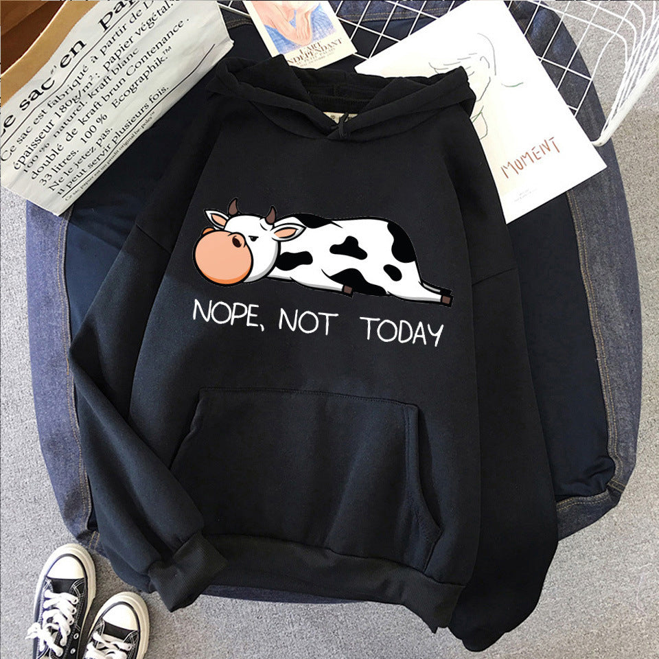 Damen Hoodie mit süßer Kuh und Print „Nope Not Today“ 5