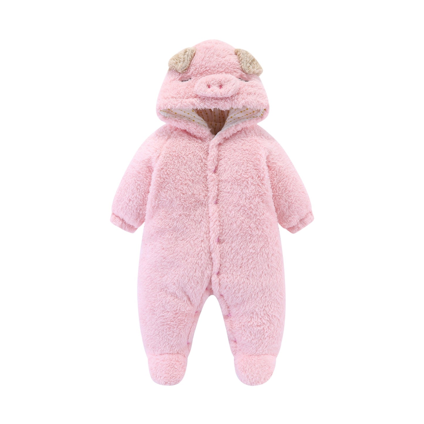 Flauschiger Baby-Strampler mit Tierkapuze 6
