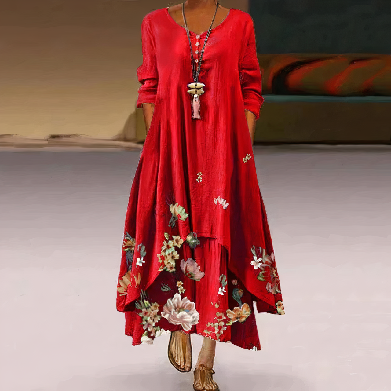 Variant image for Beatrix | Florales Maxikleid für Frauen - Lange Sommerkleider elegant-13