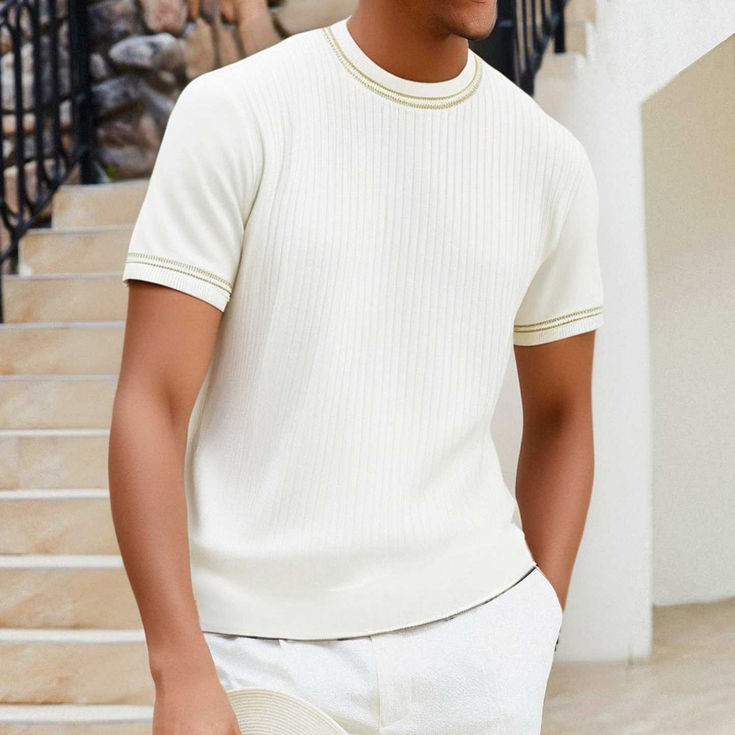 Camiseta de punto para hombre de inspiración vintage
