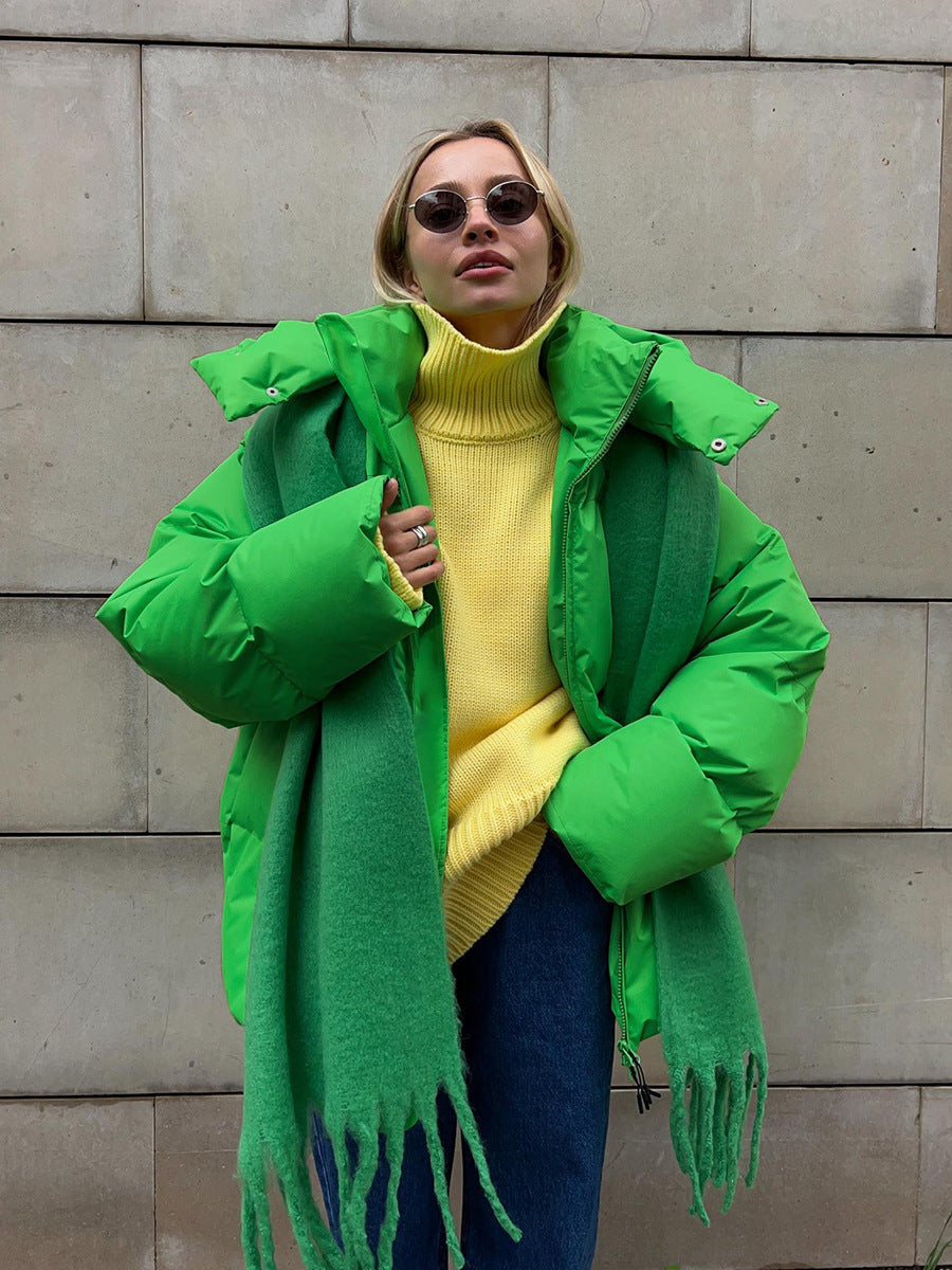 Giacca invernale oversize da donna con cappuccio