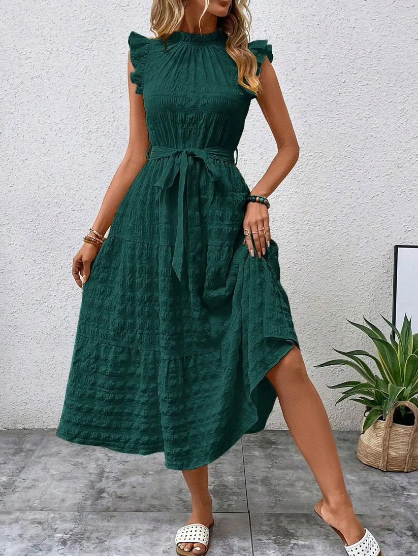 Variant image for Denise | Elegantes Damenkleid mit Gürtel und Flyern für festliche Anlässe-6