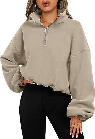 Damen Sweatshirt mit Halb-Zip und Stehkragen 5