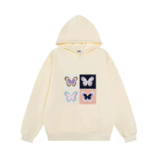 Hoodie mit gesticktem Schmetterlingsaufnäher
