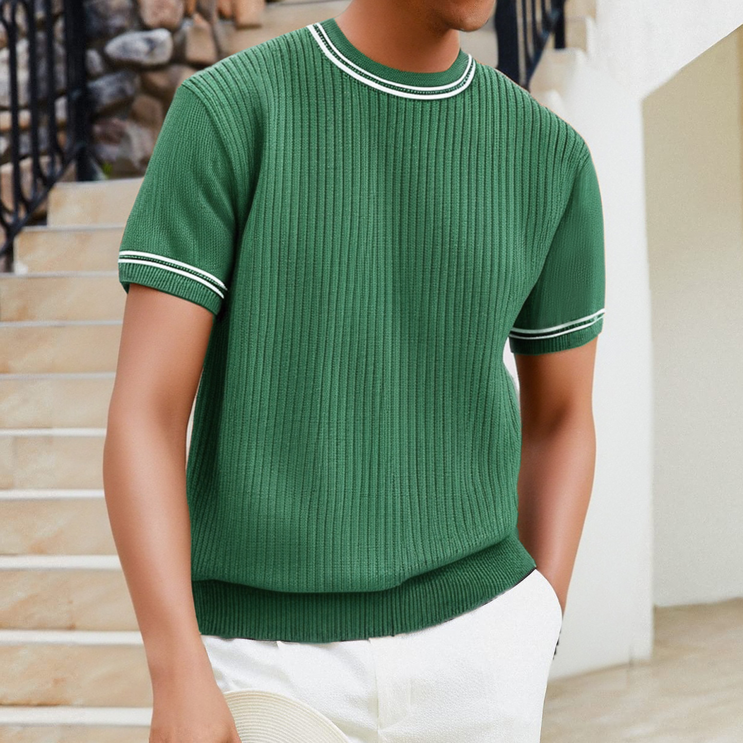 Camiseta de punto para hombre de inspiración vintage