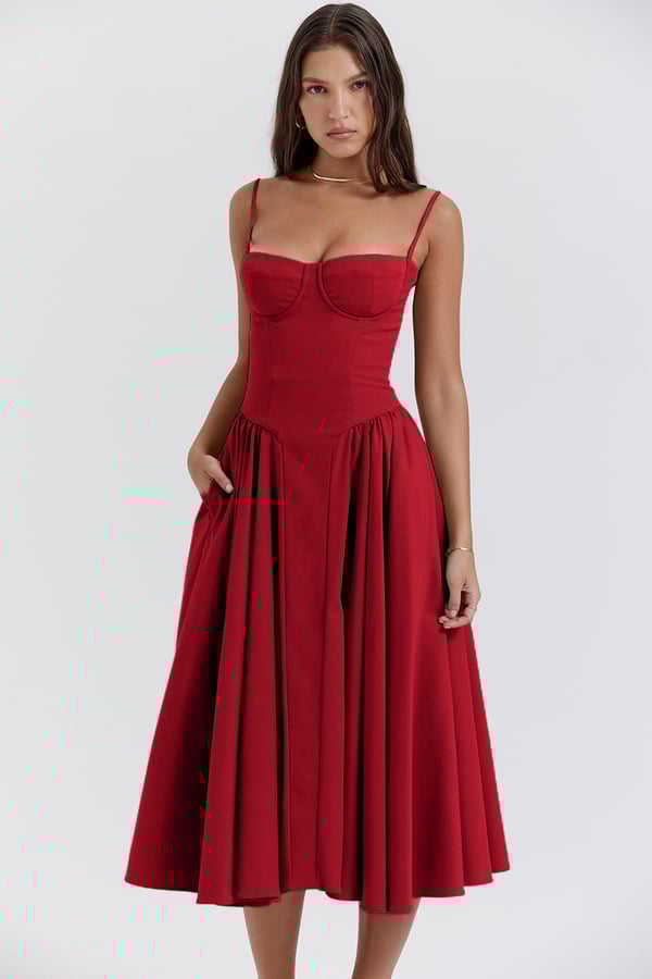Siska | Trendy Sleeveless Midi Dress for Women