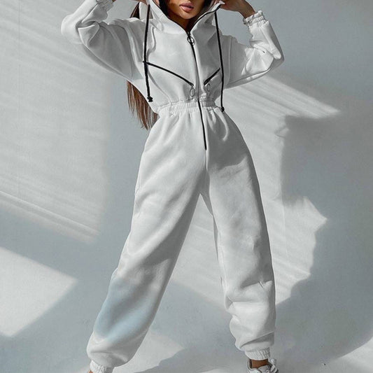 Casual Women Basic Hoodie Two Piece Sets Zipper Drawstring 1