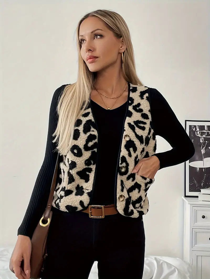 Clara | Elegante Weste mit Leopardenmuster für Damen
