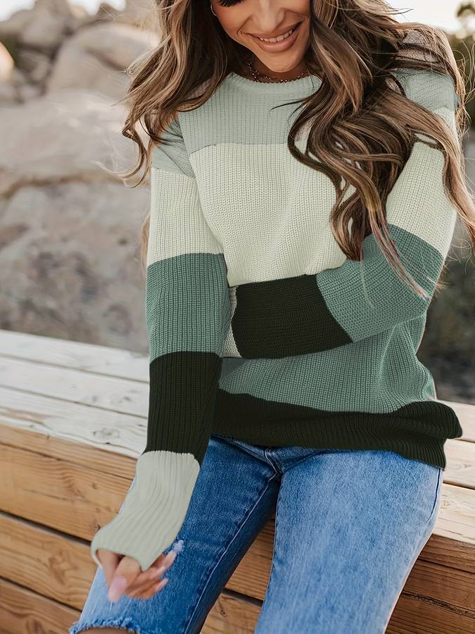 Naina | Stilvoll Gestreifter Strickpullover für Frauen