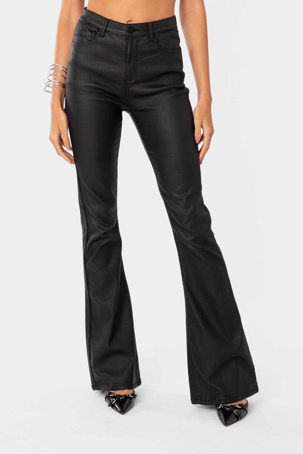 Lisa | Damen Flare Jeans aus Kunstleder