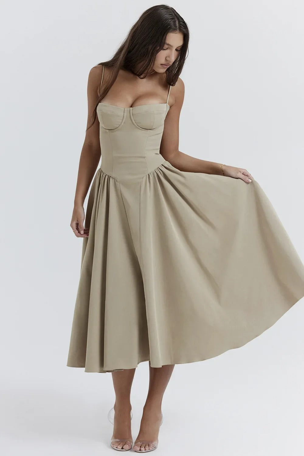 Siska | Trendy Sleeveless Midi Dress for Women