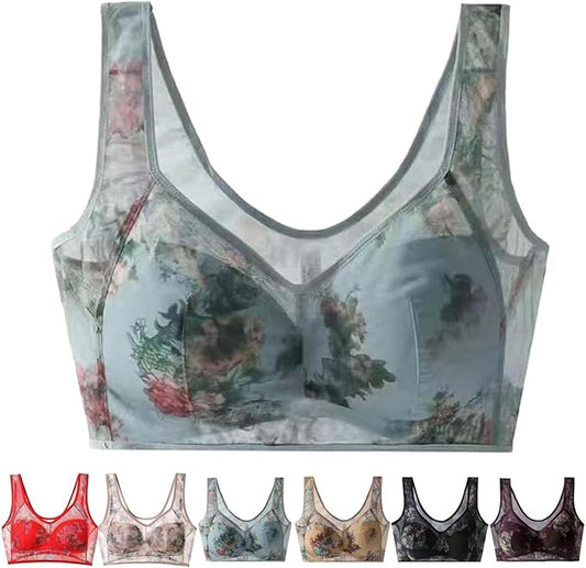 Pia-Sophie | Kühl-BH aus Eis-Seide mit Blumenmuster