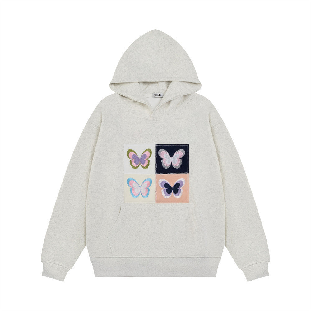 Hoodie mit gesticktem Schmetterlingsaufnäher