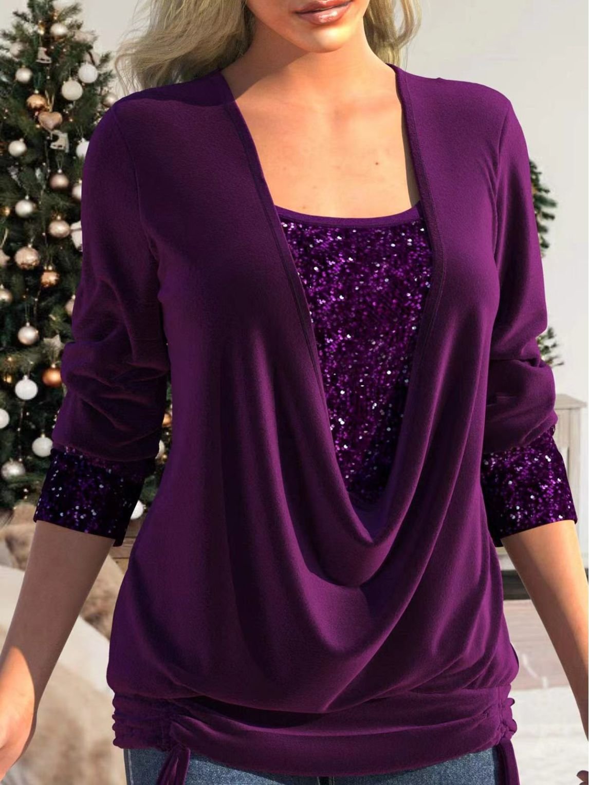 Variant image for Beatrix | Elegante Bluse Damen mit Pailletten und Glitzer-9