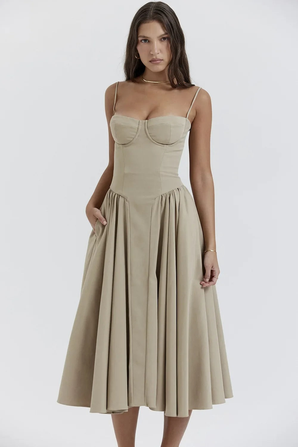 Siska | Trendy Sleeveless Midi Dress for Women