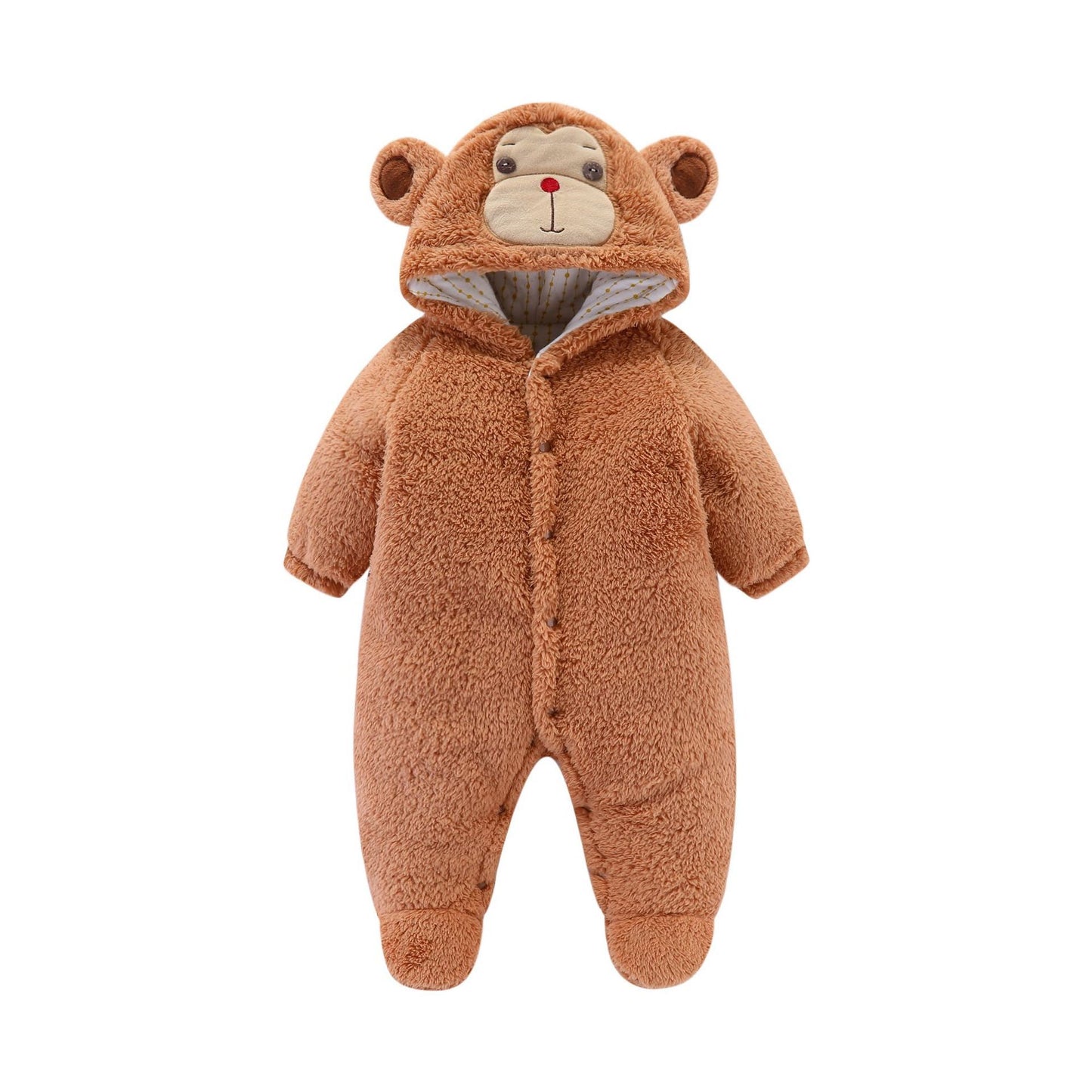 Flauschiger Baby-Strampler mit Tierkapuze 4