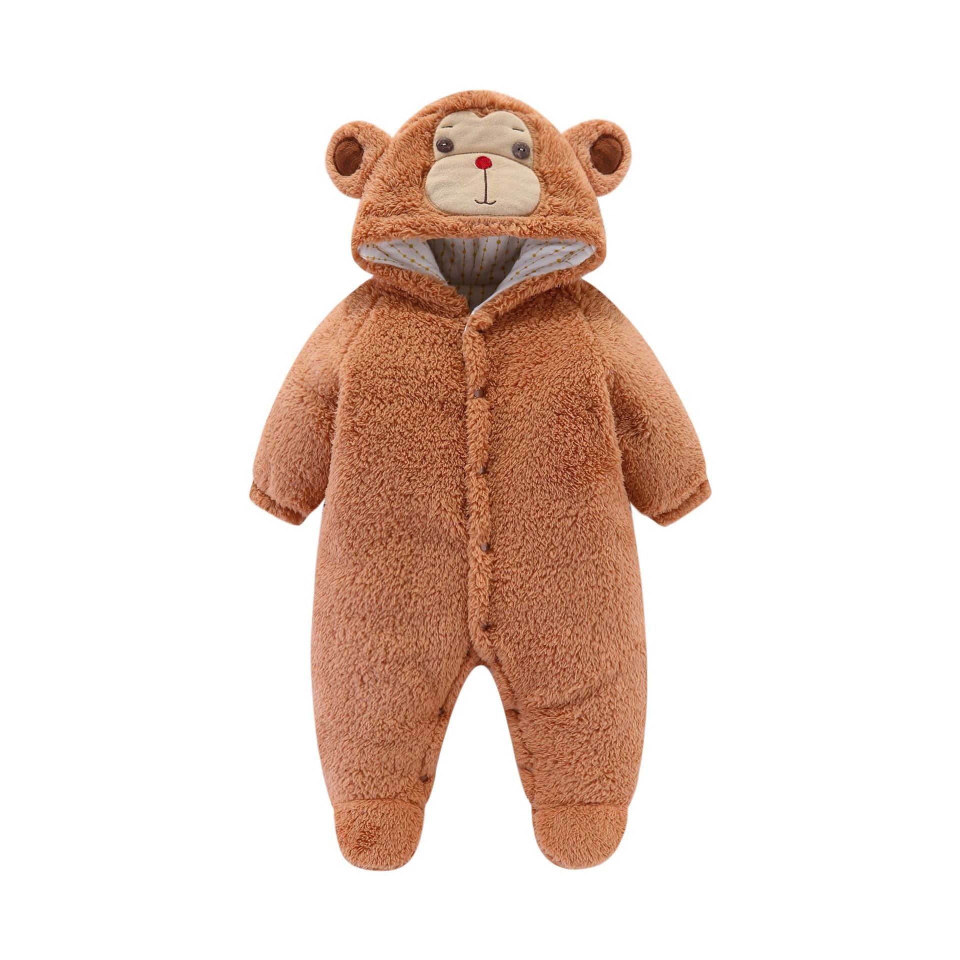 Flauschiger Baby-Strampler mit Tierkapuze 4