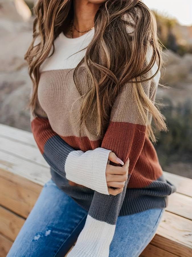 Naina | Stilvoll Gestreifter Strickpullover für Frauen