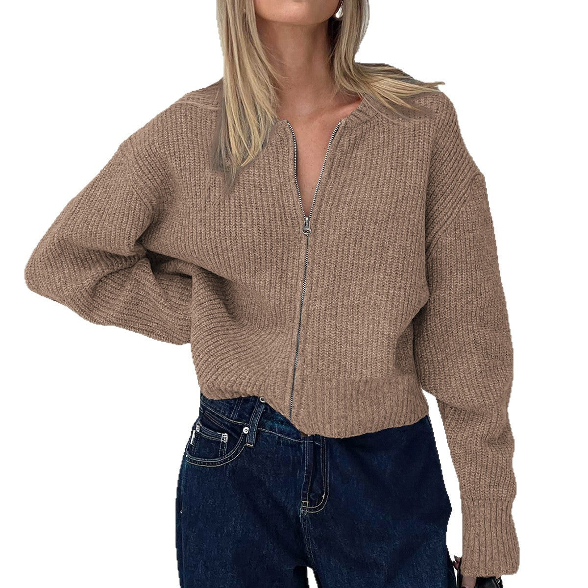 Damen Strickjacke mit Reißverschluss 4