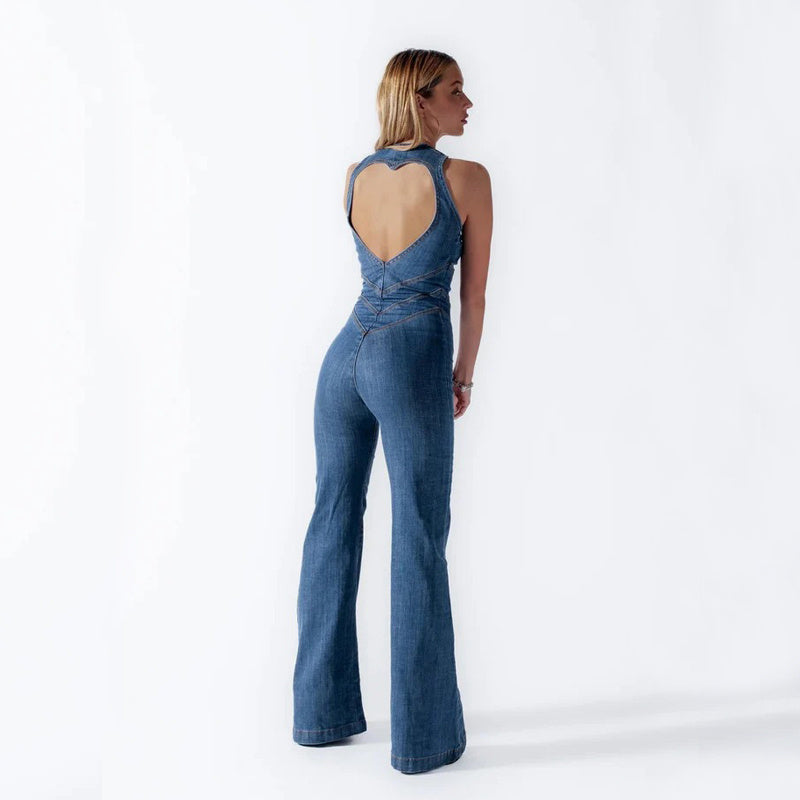 Beatrix Damen Jumpsuit | Stilvoller Denim Overall für Damen mit Herzschnitt 3