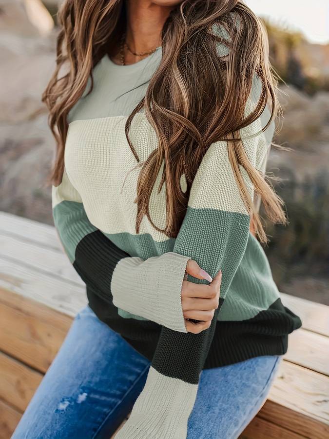 Naina | Stilvoll Gestreifter Strickpullover für Frauen