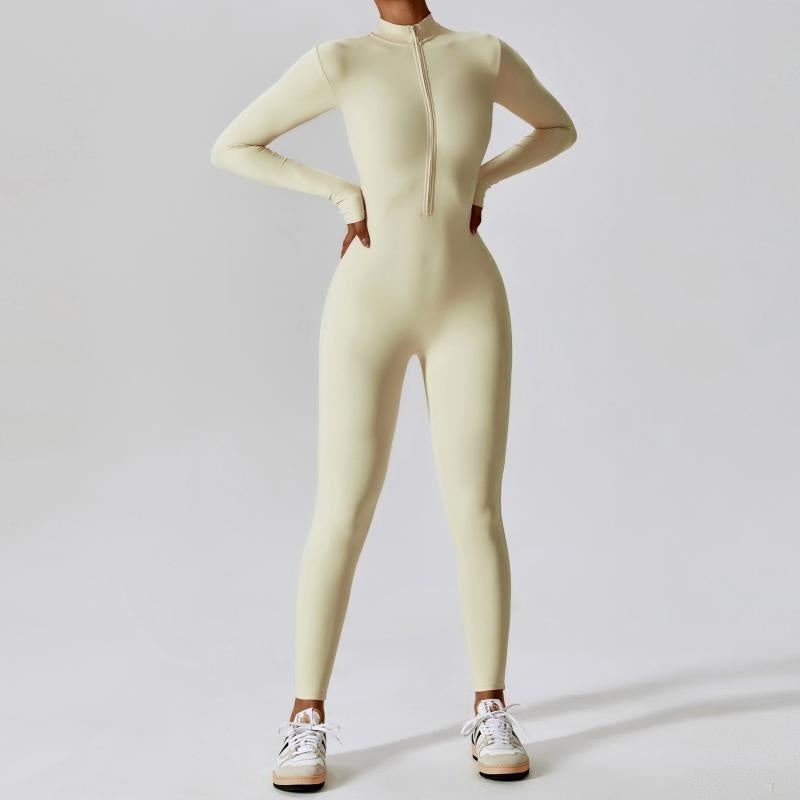 Zipper Long Sleeve Jumpsuit Yoga Fitness Training Pants Tight Hip Seamless Sports Jumpsuit For Women Clothing 7