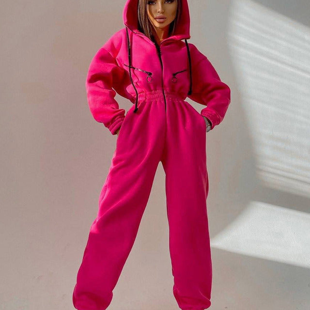 Casual Women Basic Hoodie Two Piece Sets Zipper Drawstring 7