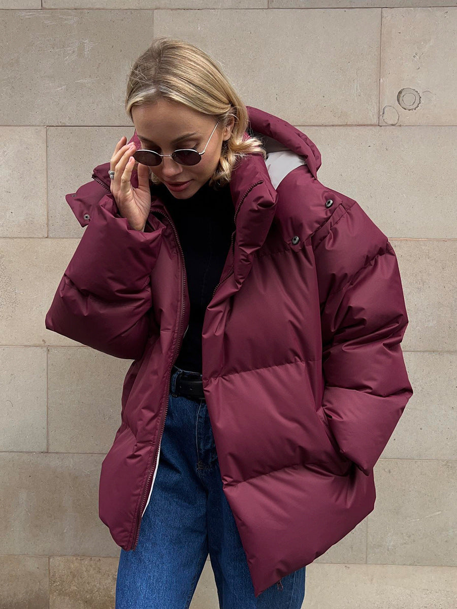 Giacca invernale oversize da donna con cappuccio