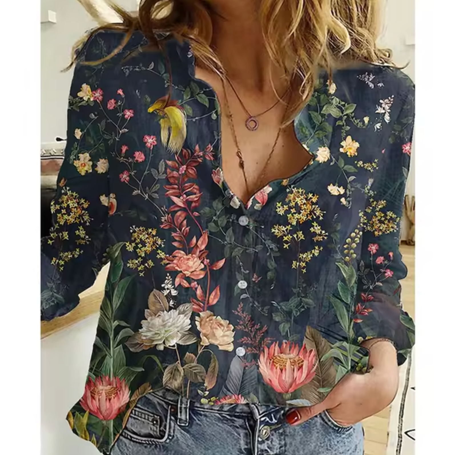 Variant image for Freya | Damen Bluse mit Blumenmuster – Leichte Langarmbluse für Sommer-67
