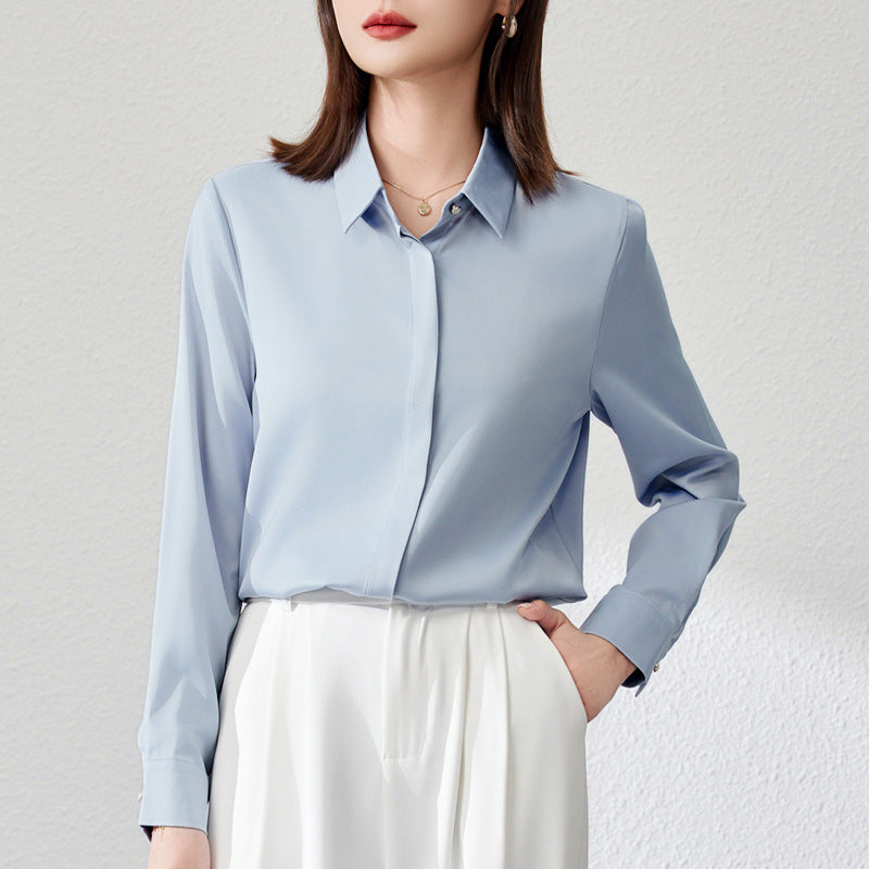 Graceful Satin Top OL Business Clothing Shirt For Women 1