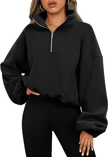 Damen Sweatshirt mit Halb-Zip und Stehkragen 3