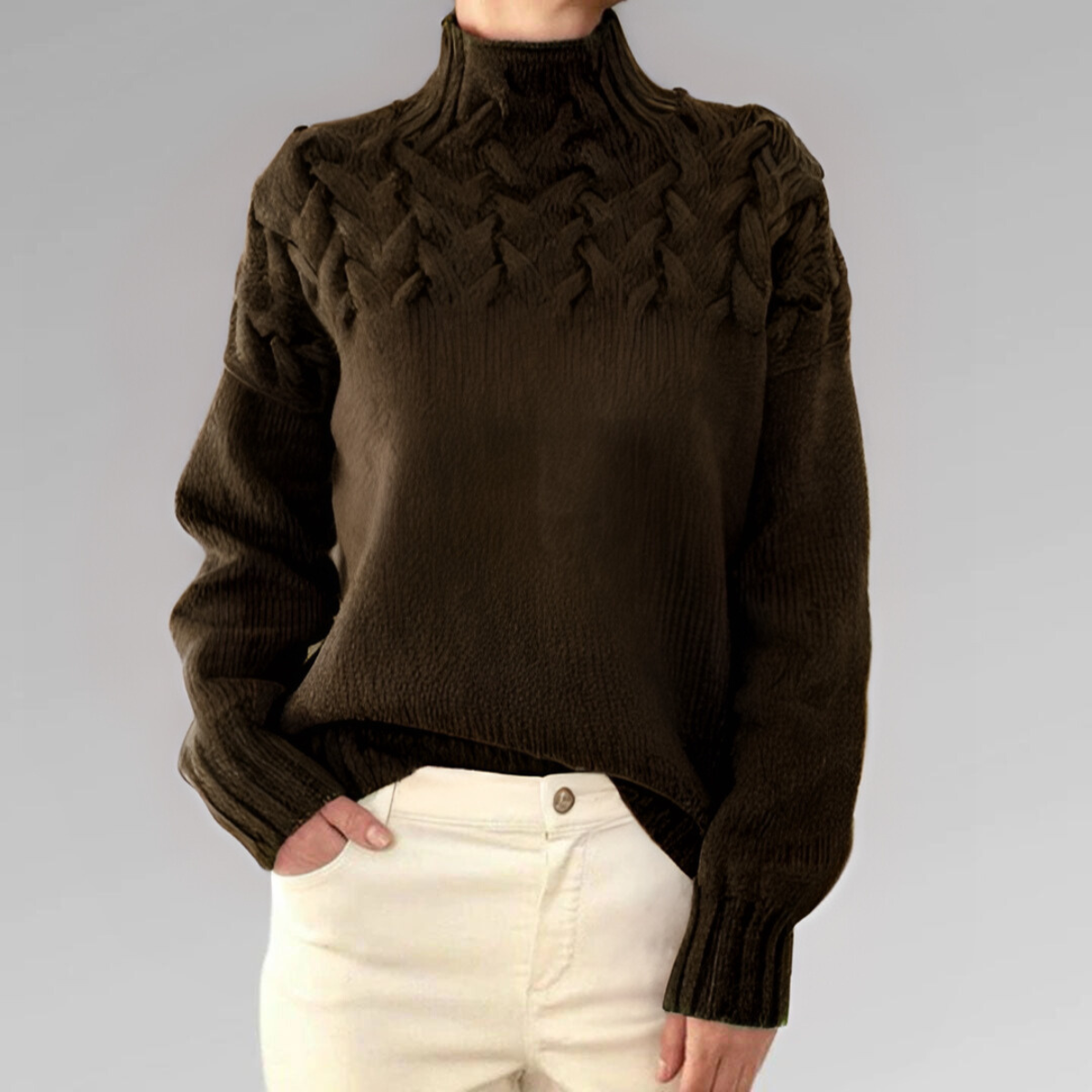 Iroza | Damen-Rollkragenpullover mit Zopfmuster