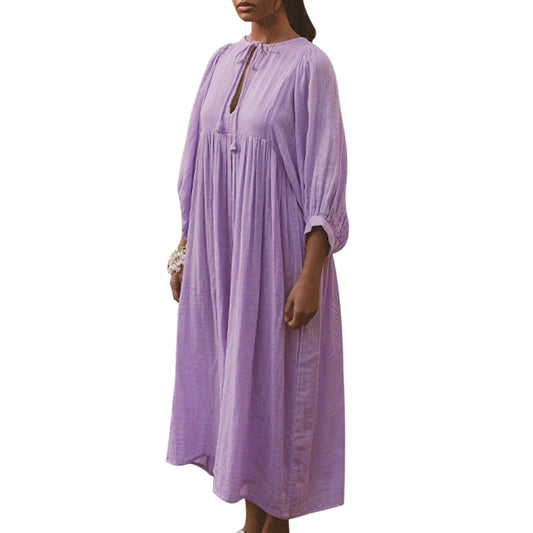 Alessia | Damen Boho-Kleid mit V-Ausschnitt und Ballonärmeln
