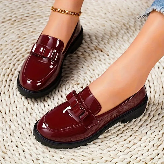 Beatrix | Damen Loafer mit Klobigem Absatz und Schleifenknoten
