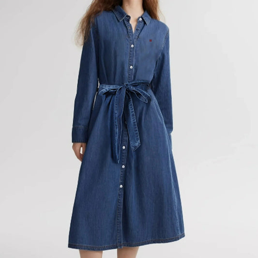 Carina | Zeitloses Hemdblusenkleid mit Bindegürtel für Damen