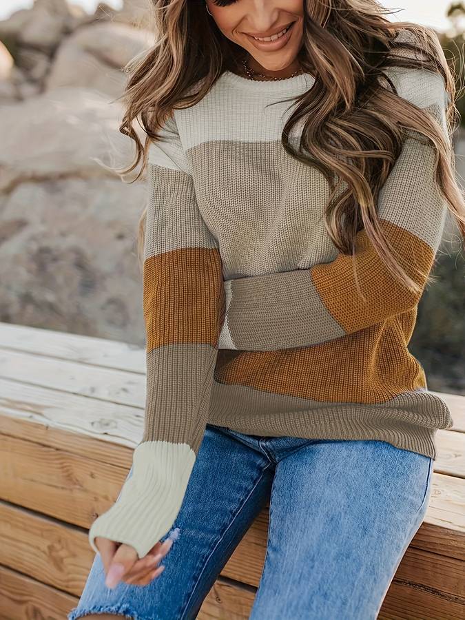 Naina | Stilvoll Gestreifter Strickpullover für Frauen