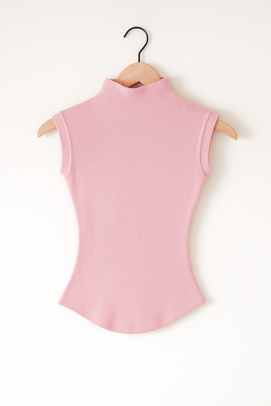 Top senza maniche da donna con collo alto in materiale elasticizzato