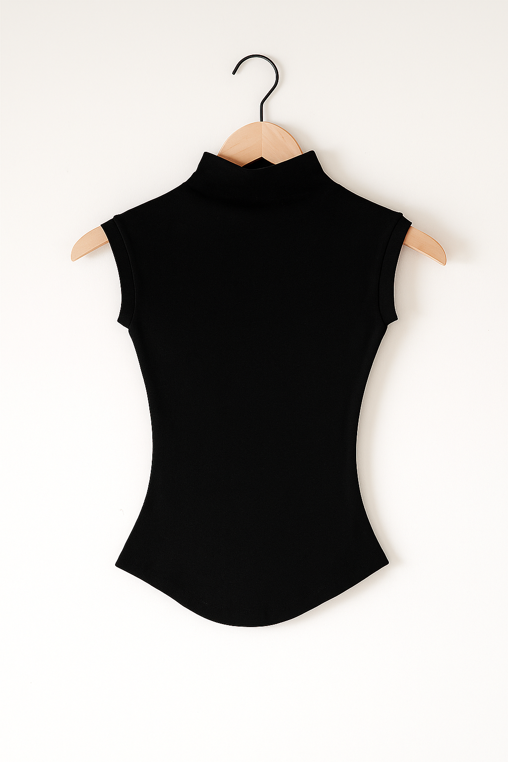 Top senza maniche da donna con collo alto in materiale elasticizzato