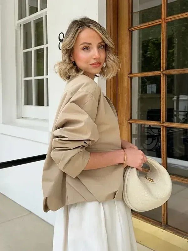 Short jacket round neck with zipper