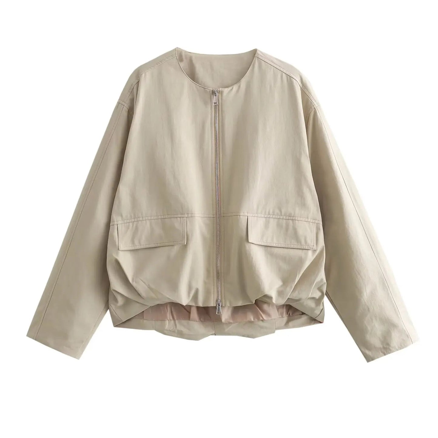 Short jacket round neck with zipper