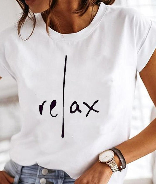 Bedrucktes Damen-Sommer-T-Shirt mit Rundhalsausschnitt
