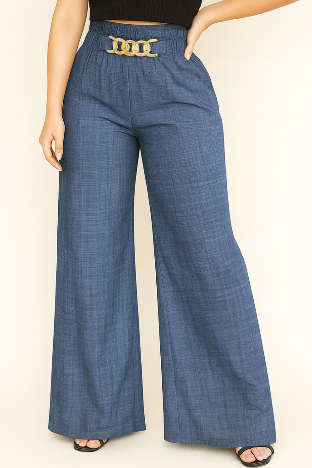 Bequeme Hosen mit Elastischem Bund und Weitem Bein
