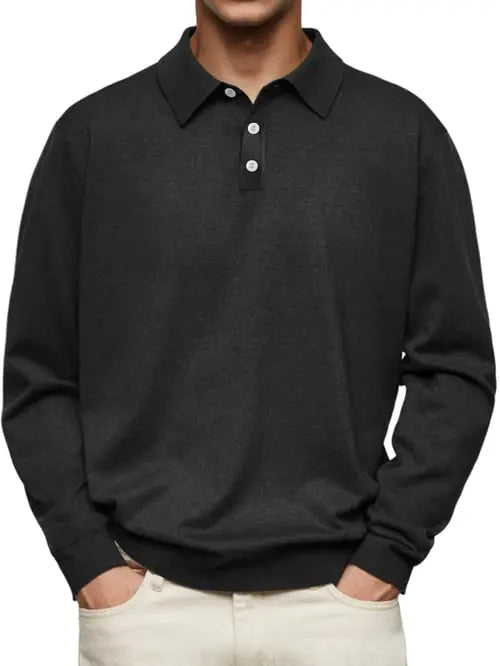 Bequemes Langarm Poloshirt Herren