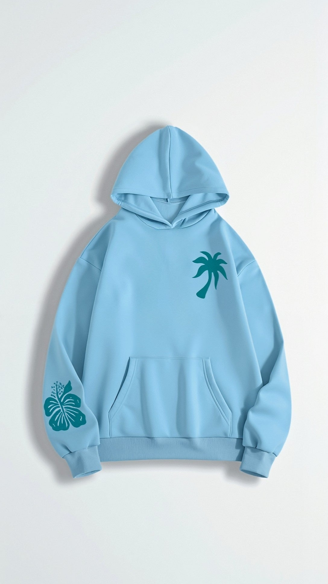 Embroidered Hoodie with Tropical Design