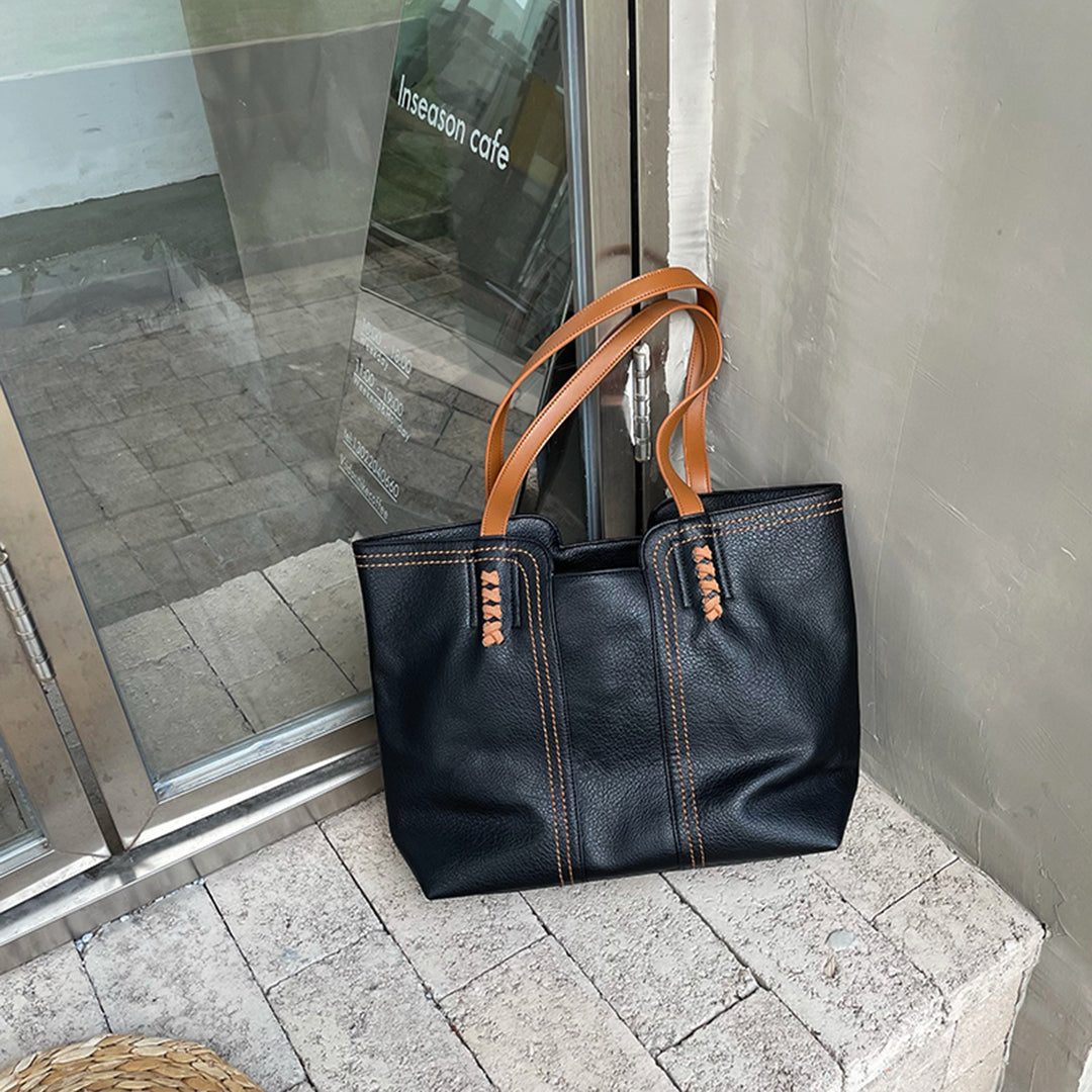Variant image for Damen Handtasche Schwarz Größe M PU Leder mit Innenfächern und Reißverschluss-2